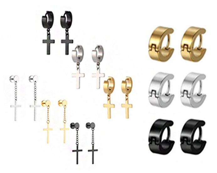 Punk Stainless Steel Men's Ear Stud Collection