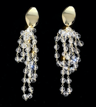 Multi Layer Crystal Tassel Earrings