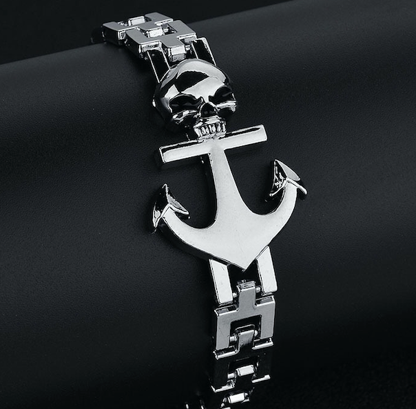 Skull ship anchor bracelet